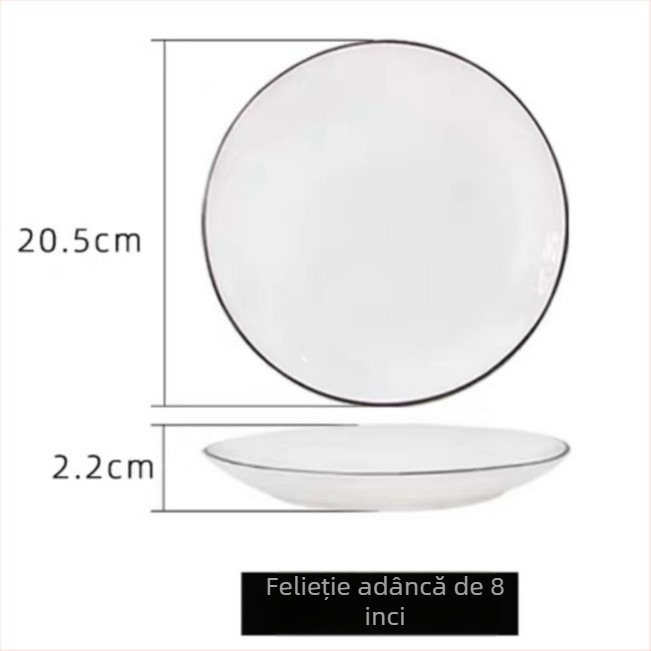 Set Nordic de farfurii și boluri din ceramică cu finisaj sub-glazură – rotunde, compatibil cu microunde