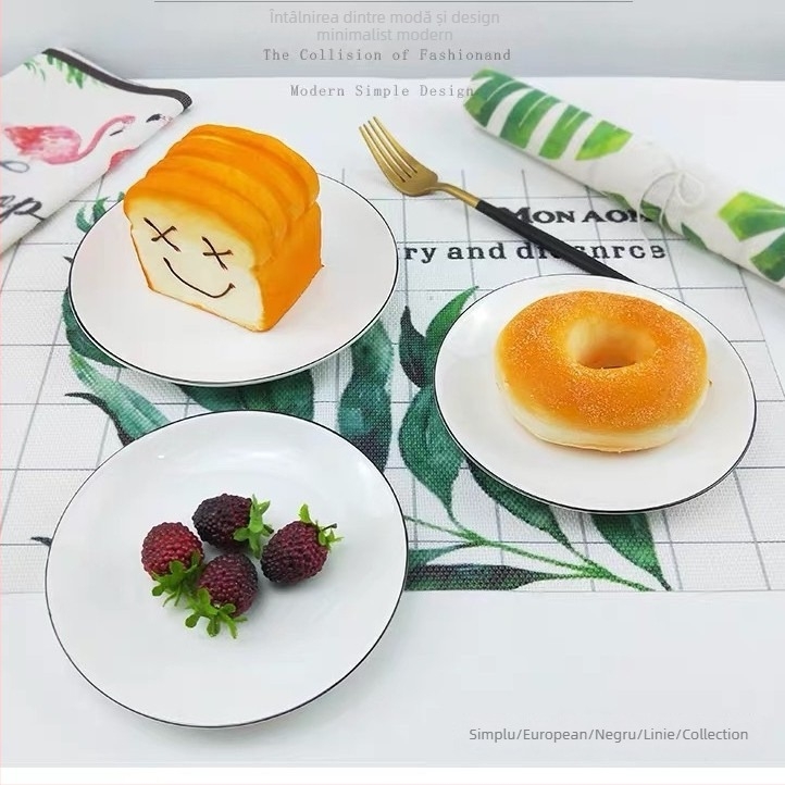 Set Nordic de farfurii și boluri din ceramică cu finisaj sub-glazură – rotunde, compatibil cu microunde