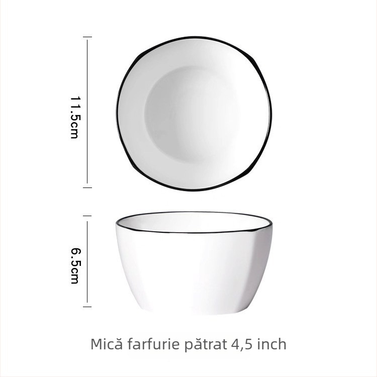 Set Nordic de farfurii și boluri din ceramică cu finisaj sub-glazură – rotunde, compatibil cu microunde