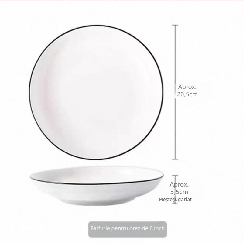 Set Nordic de farfurii și boluri din ceramică cu finisaj sub-glazură – rotunde, compatibil cu microunde