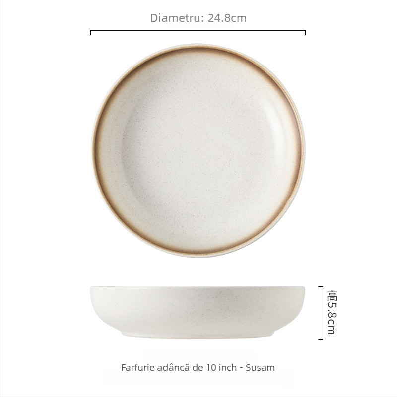 Set de boluri și farfurioare din porțelan, stil japonez, formă rotundă, compatibil cu microunde, finisaj sub glazură