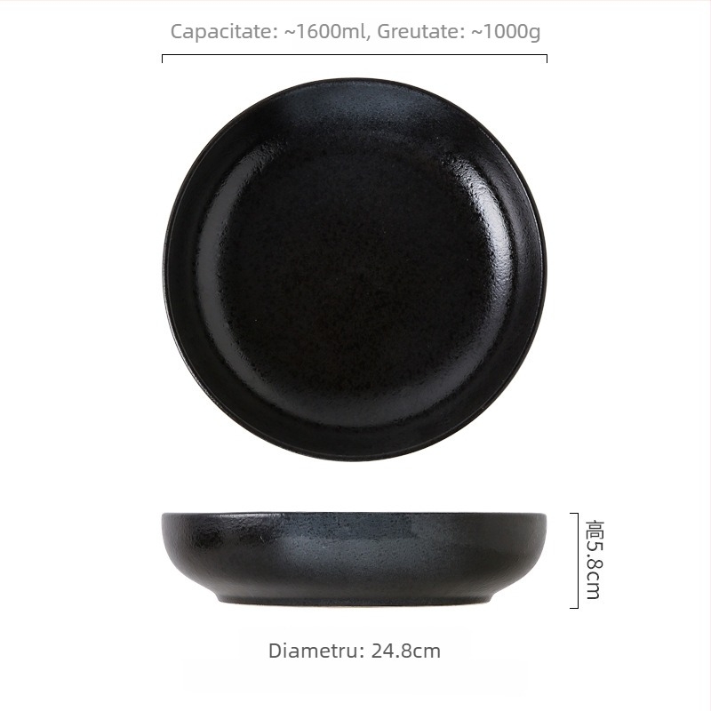 Set de boluri și farfurioare din porțelan, stil japonez, formă rotundă, compatibil cu microunde, finisaj sub glazură