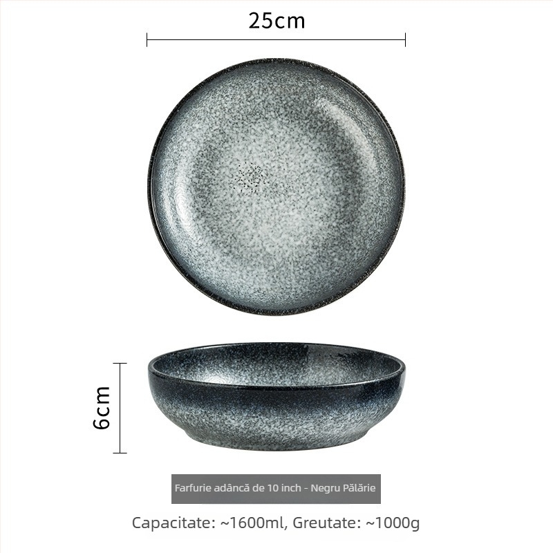 Set de boluri și farfurioare din porțelan, stil japonez, formă rotundă, compatibil cu microunde, finisaj sub glazură