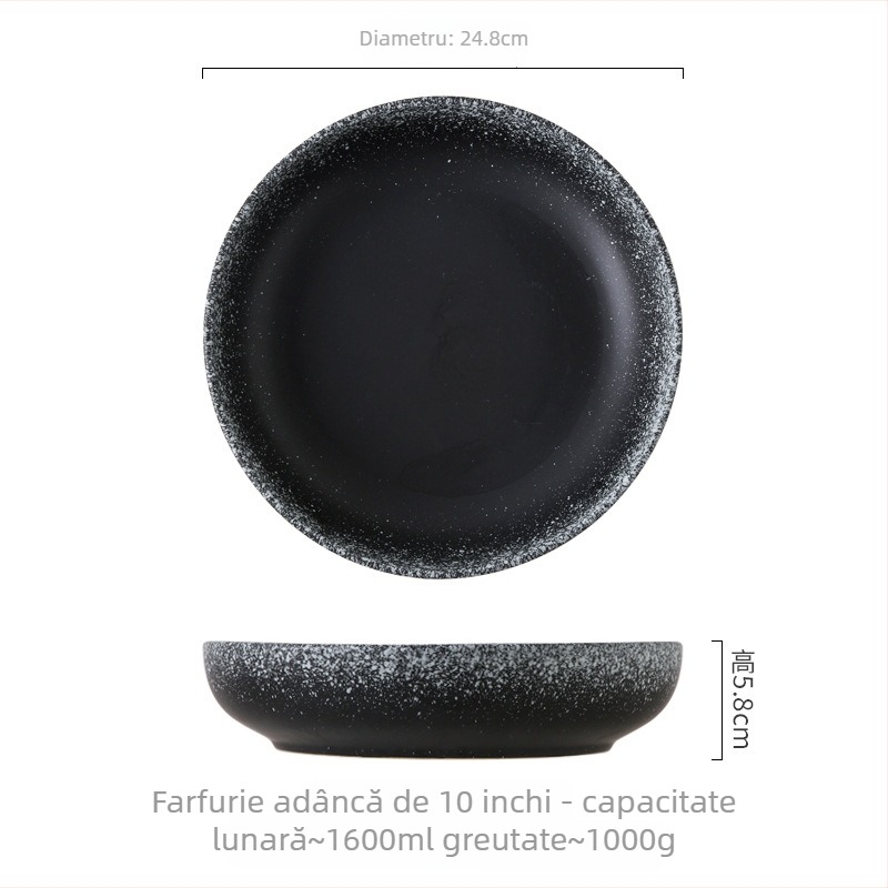 Set de boluri și farfurioare din porțelan, stil japonez, formă rotundă, compatibil cu microunde, finisaj sub glazură