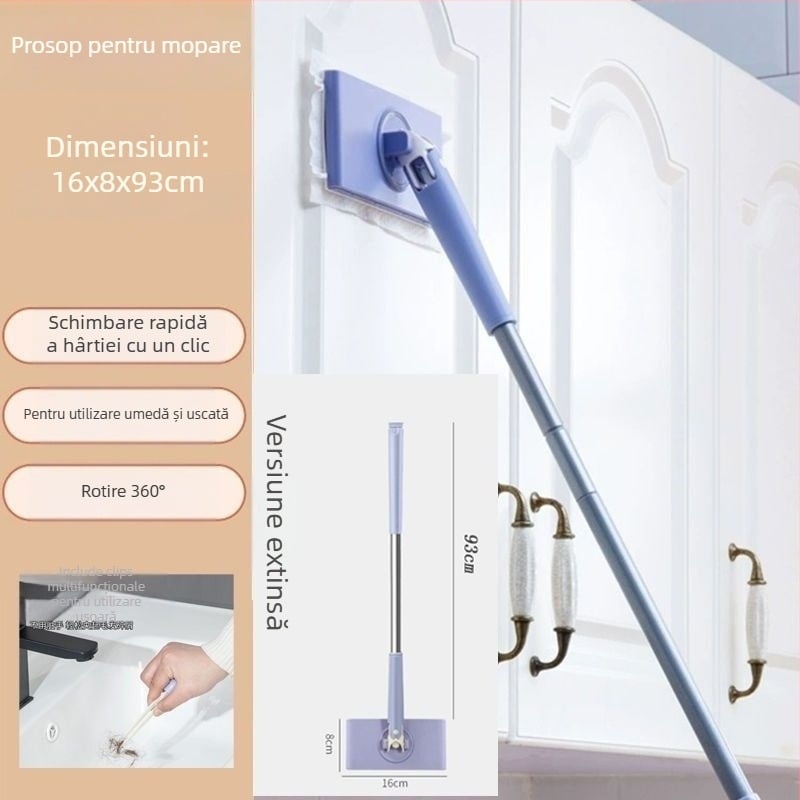Set mop și găleată – tijă mop din fier; rezistență la coroziune nivel 10; capacitate de încărcare peste 10 kg; rată de uscare 50–60%; tip mop: alte tipuri de mop