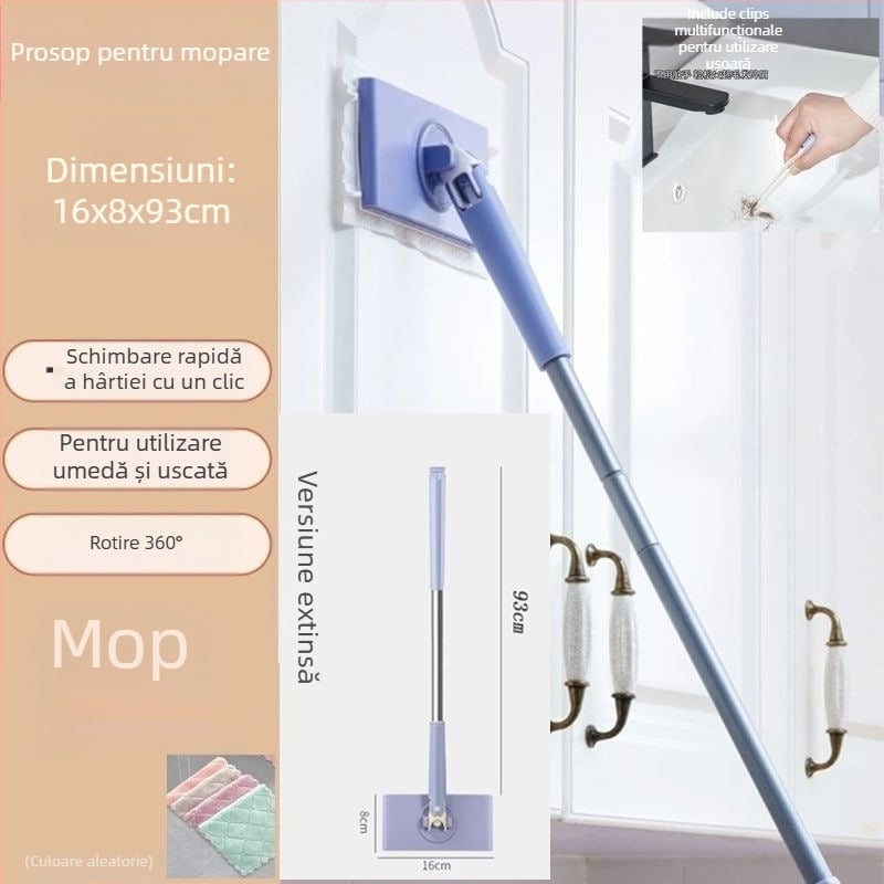 Set mop și găleată – tijă mop din fier; rezistență la coroziune nivel 10; capacitate de încărcare peste 10 kg; rată de uscare 50–60%; tip mop: alte tipuri de mop