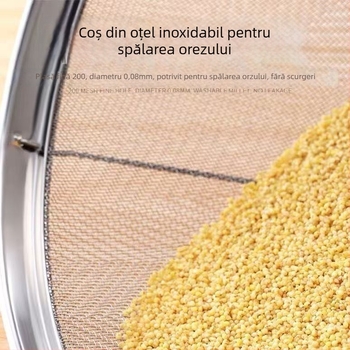 Coș rotund din oțel inoxidabil cu plasă pentru spălarea orezului, susamului și legumelor; coș de spălare pentru gospodărie cu control al apei și filtrare