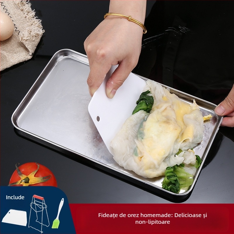 Tavă dreptunghiulară din oțel inoxidabil îngroșat pentru coacere și gătire la abur — compatibilă cu microunde, personalizare cu logo disponibilă