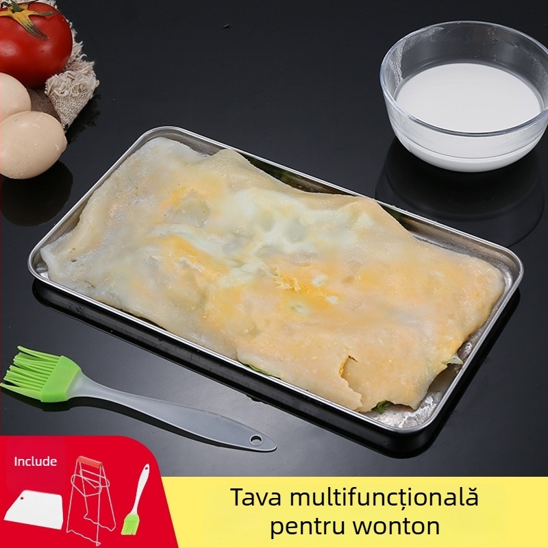 Tavă dreptunghiulară din oțel inoxidabil îngroșat pentru coacere și gătire la abur — compatibilă cu microunde, personalizare cu logo disponibilă