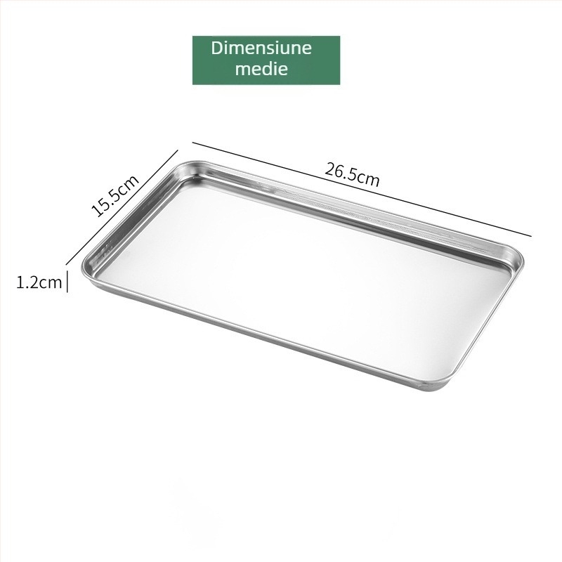 Tavă dreptunghiulară din oțel inoxidabil îngroșat pentru coacere și gătire la abur — compatibilă cu microunde, personalizare cu logo disponibilă