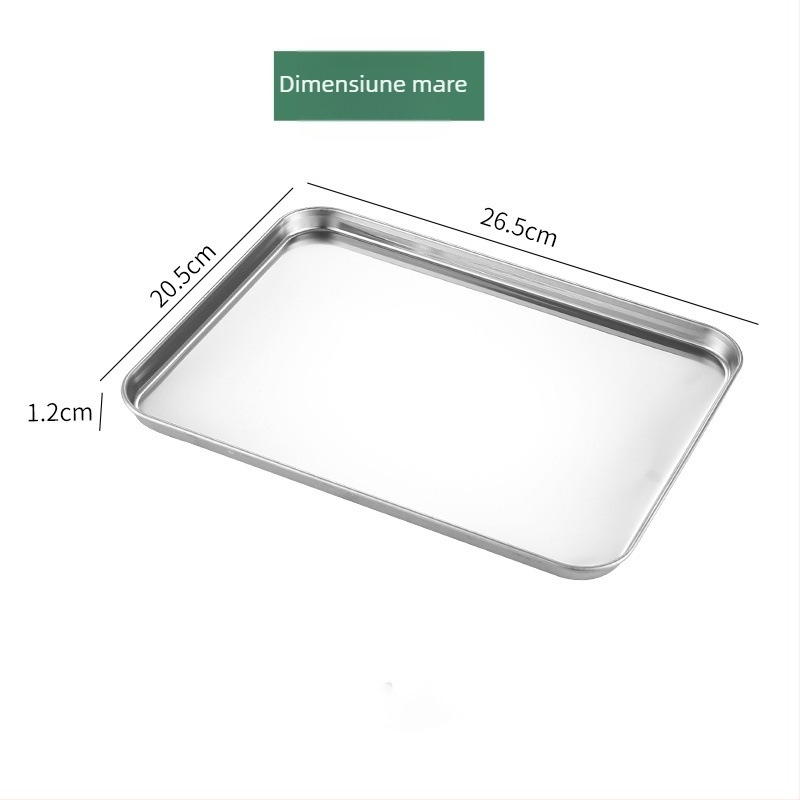 Tavă dreptunghiulară din oțel inoxidabil îngroșat pentru coacere și gătire la abur — compatibilă cu microunde, personalizare cu logo disponibilă