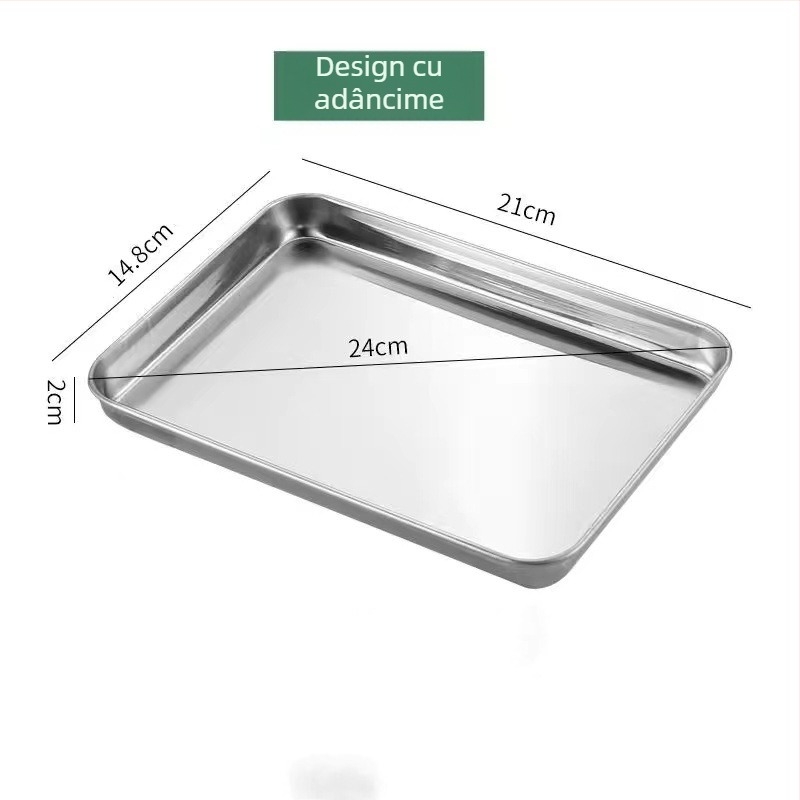 Tavă dreptunghiulară din oțel inoxidabil îngroșat pentru coacere și gătire la abur — compatibilă cu microunde, personalizare cu logo disponibilă