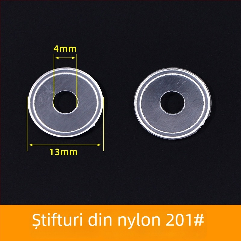 Buton din nailon cu ochi și șaibă din plastic transparent – element de fixare pentru paltoane și haine