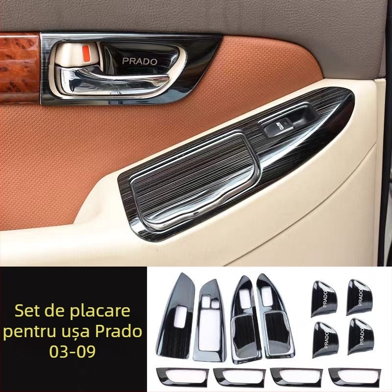 Panou interior pentru mânerul ușii – oțel inoxidabil; rezistent la zgârieturi și uzură; poziție: panoul de comutare al geamului; compatibil cu Toyota Prado LC120; brand Sphoree