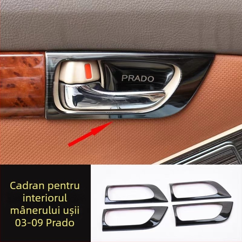 Panou interior pentru mânerul ușii – oțel inoxidabil; rezistent la zgârieturi și uzură; poziție: panoul de comutare al geamului; compatibil cu Toyota Prado LC120; brand Sphoree