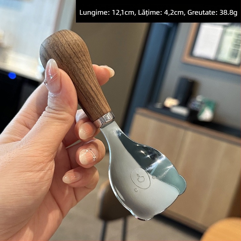 Lingură din oțel inoxidabil în formă de urs, stil simplu, finisaj oglindă, personalizare disponibilă