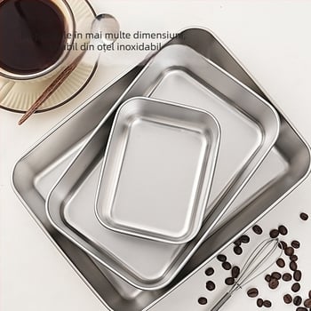 Formă tiramisu din oțel inoxidabil cu tavă pătrată, design îngroșat, recipient pentru mousse cu capac pentru patiserie casnică