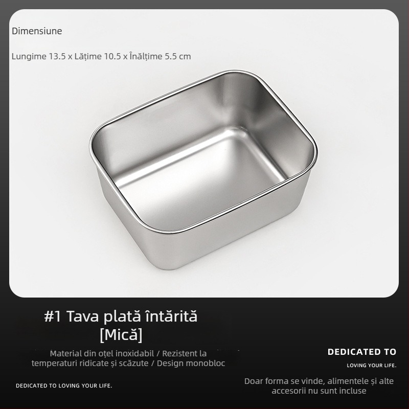 Formă tiramisu din oțel inoxidabil cu tavă pătrată, design îngroșat, recipient pentru mousse cu capac pentru patiserie casnică