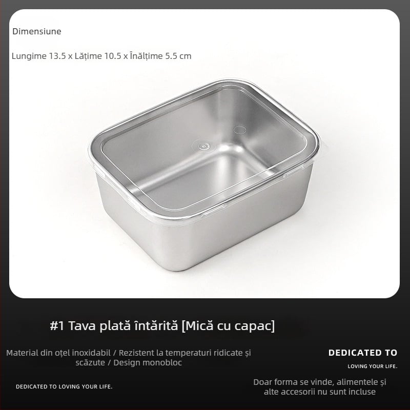 Formă tiramisu din oțel inoxidabil cu tavă pătrată, design îngroșat, recipient pentru mousse cu capac pentru patiserie casnică