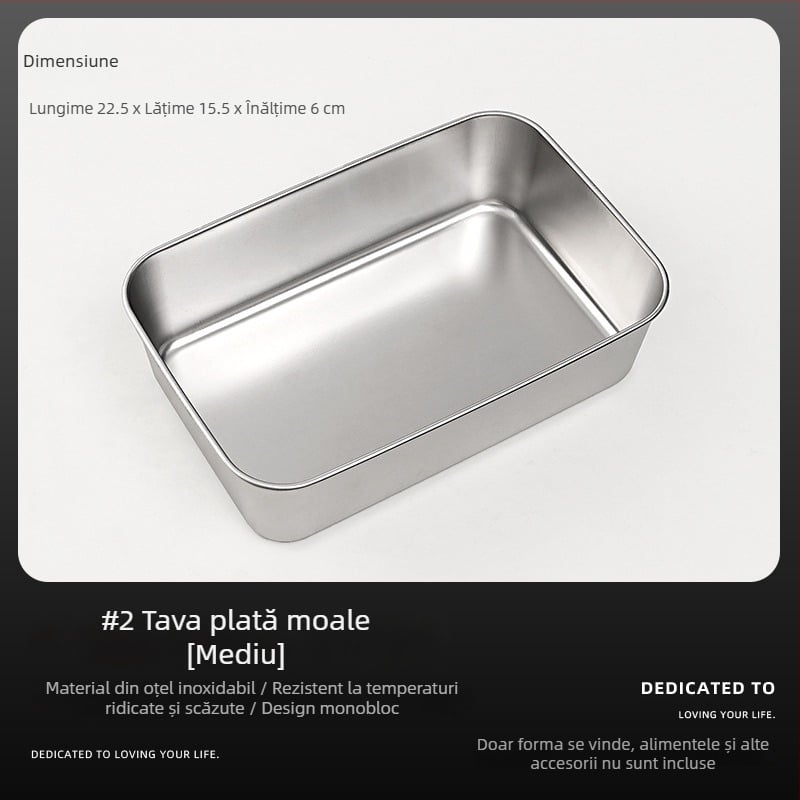 Formă tiramisu din oțel inoxidabil cu tavă pătrată, design îngroșat, recipient pentru mousse cu capac pentru patiserie casnică