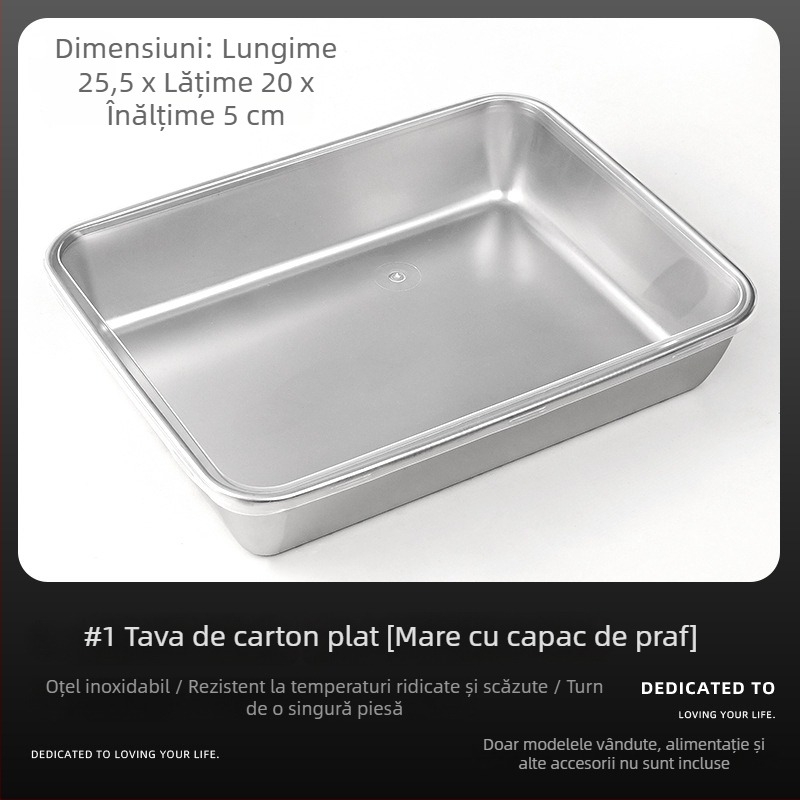 Formă tiramisu din oțel inoxidabil cu tavă pătrată, design îngroșat, recipient pentru mousse cu capac pentru patiserie casnică