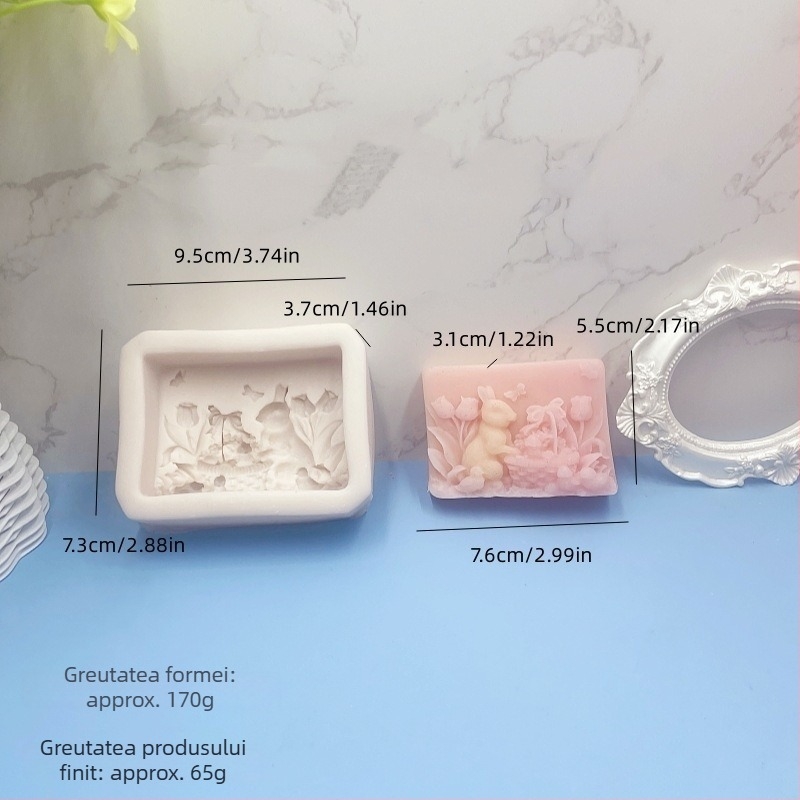 Formă din silicon în formă de iepuraș pentru săpun și prăjituri; formă neregulată; material: silicon; potrivită pentru rășină epoxidică și lumânări aromatice