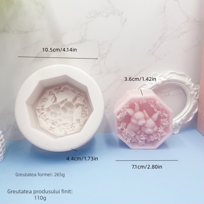 Formă din silicon în formă de iepuraș pentru săpun și prăjituri; formă neregulată; material: silicon; potrivită pentru rășină epoxidică și lumânări aromatice