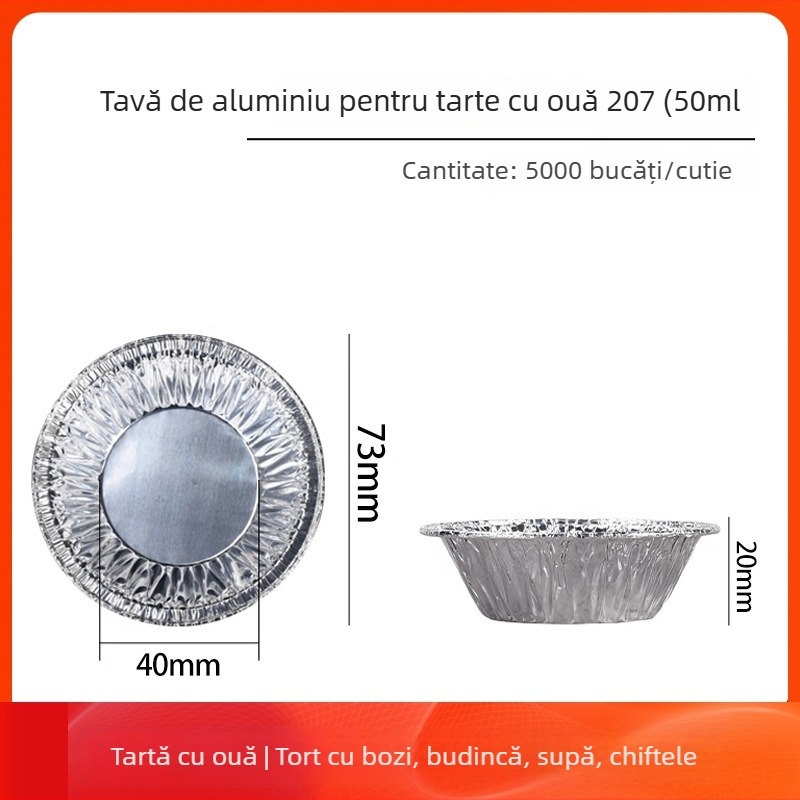 Cupe de tartă din aluminiu, forme de copt de unică folosință | Capacitate 10-100 ml | Rezistență la temperaturi înalte