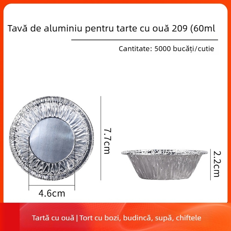 Cupe de tartă din aluminiu, forme de copt de unică folosință | Capacitate 10-100 ml | Rezistență la temperaturi înalte