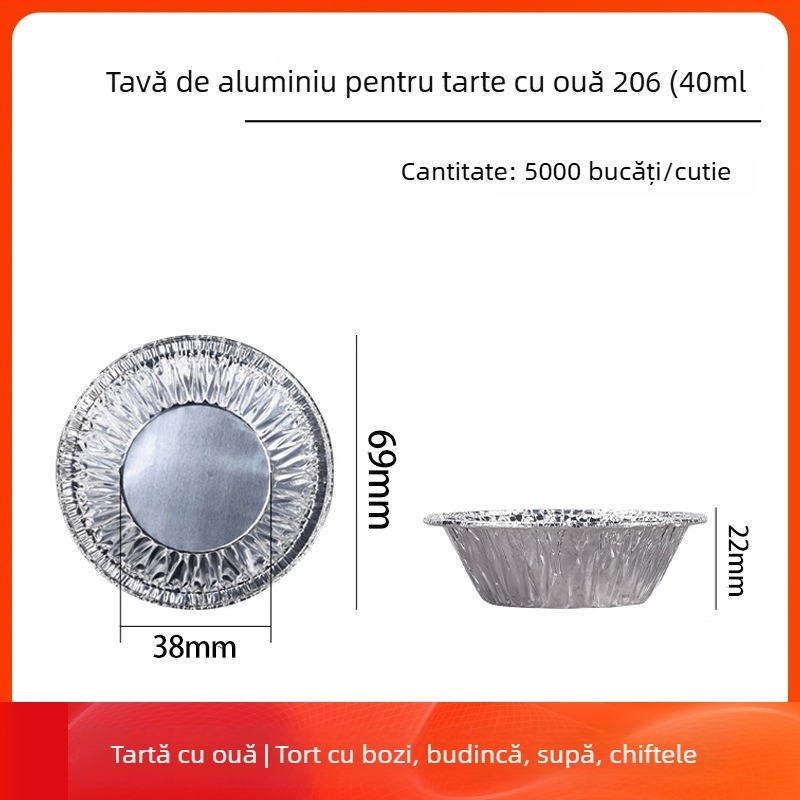 Cupe de tartă din aluminiu, forme de copt de unică folosință | Capacitate 10-100 ml | Rezistență la temperaturi înalte