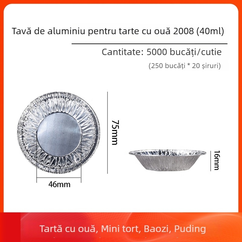 Cupe de tartă din aluminiu, forme de copt de unică folosință | Capacitate 10-100 ml | Rezistență la temperaturi înalte