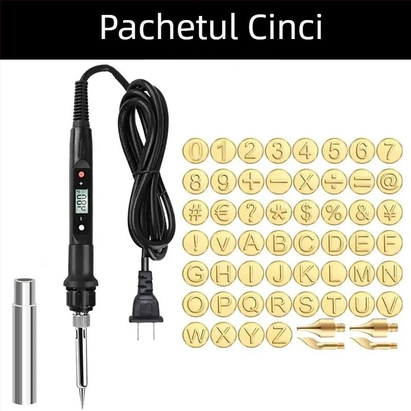 Set de lipit cu control al temperaturii pentru modelism și gravură, cu vârfuri de gravură și vârfuri decorative pentru lipire – Material: aliaj de aluminiu; tensiune de intrare: 80; scop: destinat special pentru lipire și sudură.
