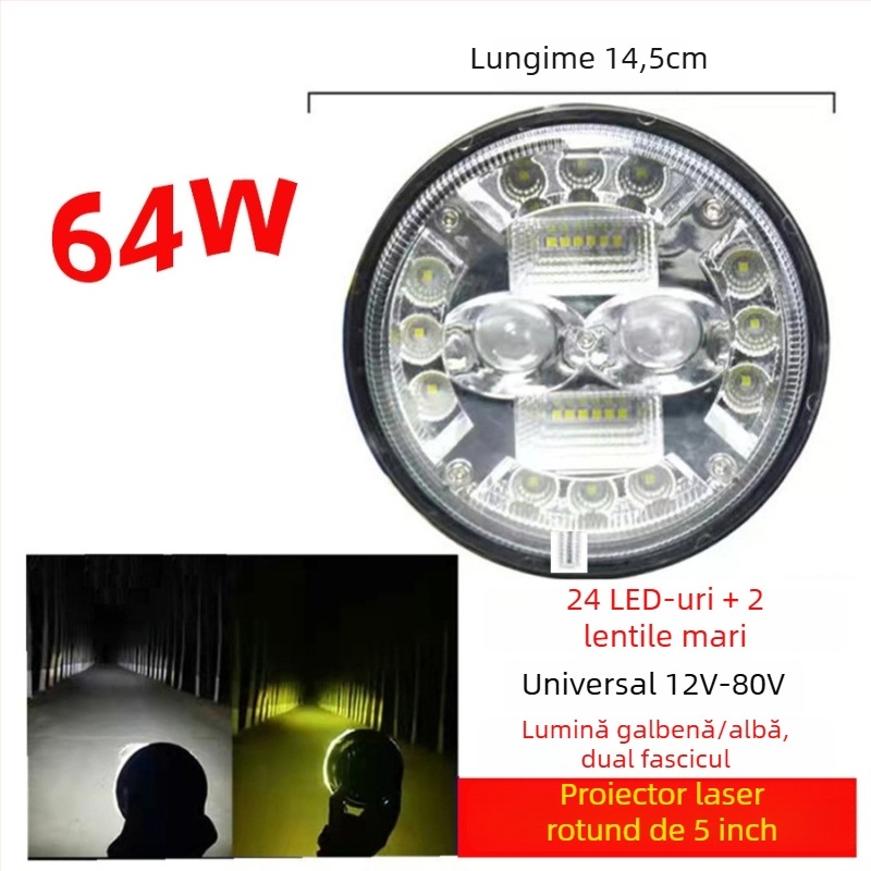 Far de automobil LED (78W, 12-80V, 12000 lm, 6000-6500K)