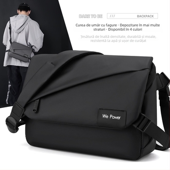 Geantă crossbody pentru bărbați, stil stradal, din nailon, impermeabilă, ultraușoară, încap 11 inch laptop