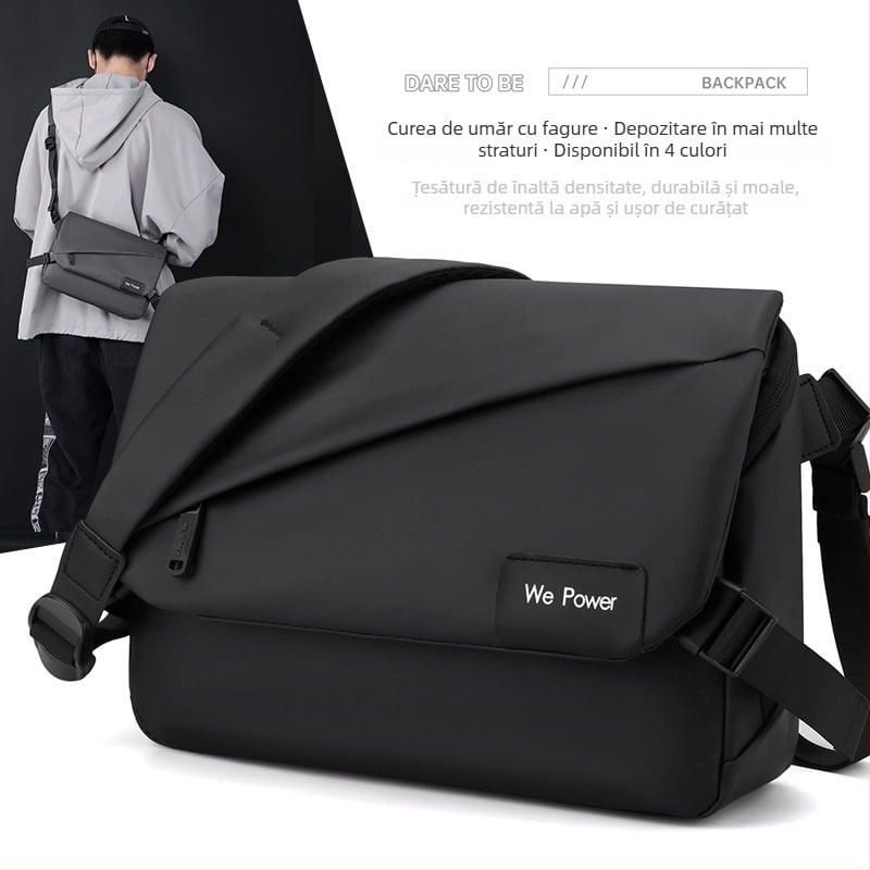 Geantă crossbody pentru bărbați, stil stradal, din nailon, impermeabilă, ultraușoară, încap 11 inch laptop
