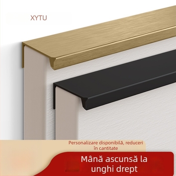 Mânere invizibile cu unghi drept pentru uși de dulap și sertare, aliaj de aluminiu, model 07b, oxidare anodică, stil modern minimalist