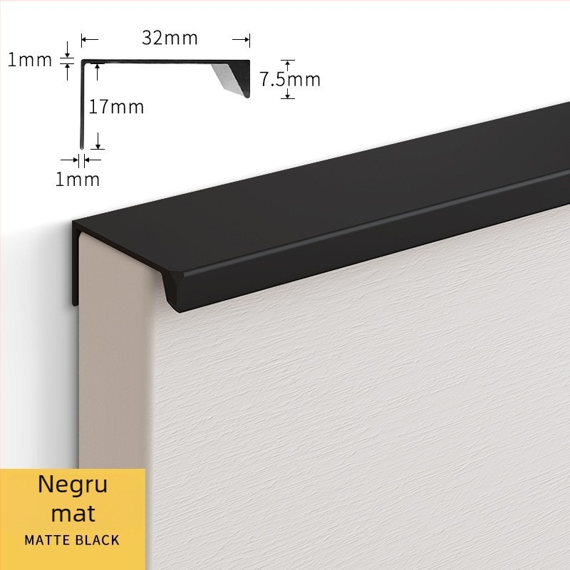 Mânere invizibile cu unghi drept pentru uși de dulap și sertare, aliaj de aluminiu, model 07b, oxidare anodică, stil modern minimalist