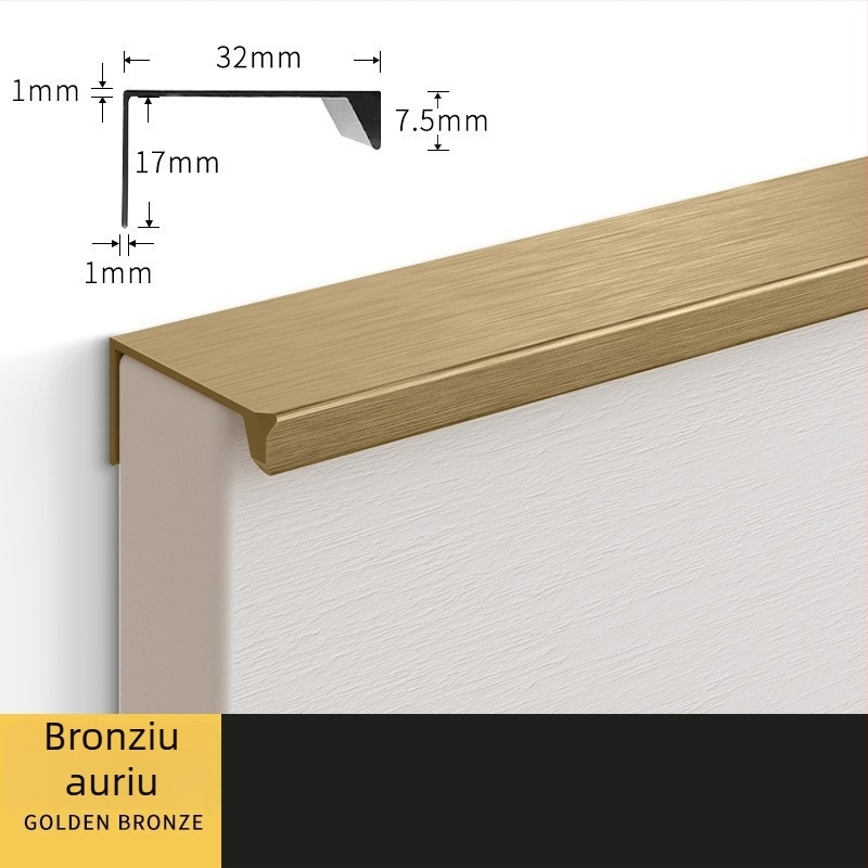 Mânere invizibile cu unghi drept pentru uși de dulap și sertare, aliaj de aluminiu, model 07b, oxidare anodică, stil modern minimalist