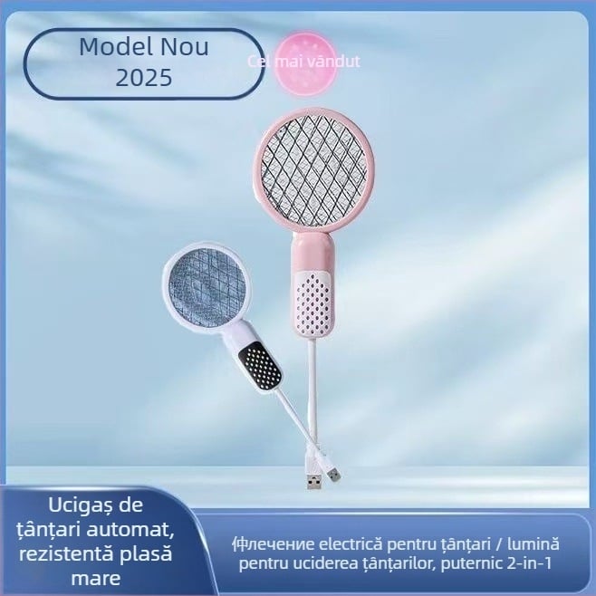 Swatter electric pentru țânțari cu LED, alimentare USB, acoperire 41-60㎡, plasă Ni-Zn-Fe
