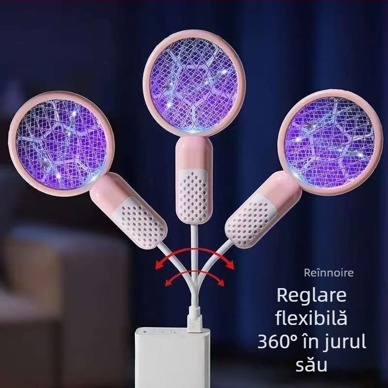 Swatter electric pentru țânțari cu LED, alimentare USB, acoperire 41-60㎡, plasă Ni-Zn-Fe