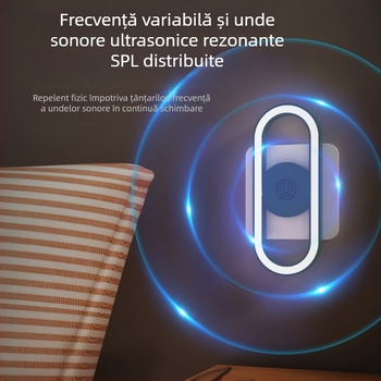 Lampa de noapte cu ultrasunete controlată vocal inteligentă – Repelent pentru țânțari, alimentare la priză, acoperire 10 m², LED, carcasă ABS, fără baterie
