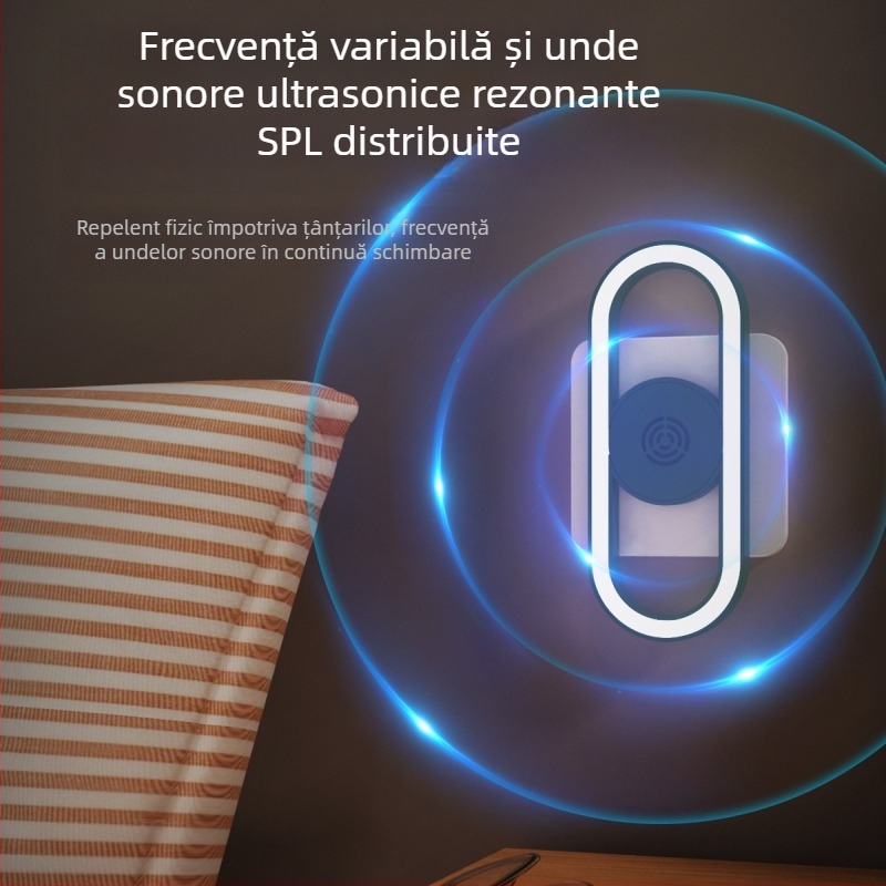 Lampa de noapte cu ultrasunete controlată vocal inteligentă – Repelent pentru țânțari, alimentare la priză, acoperire 10 m², LED, carcasă ABS, fără baterie