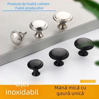 Mâner pentru dulapuri și sertare, cu formă de cap de ciupercă, din aliaj de zinc, finisaj din oțel inoxidabil, model cu o singură gaură, stil modern minimalist