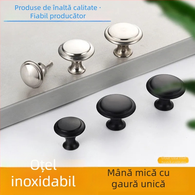 Mâner pentru dulapuri și sertare, cu formă de cap de ciupercă, din aliaj de zinc, finisaj din oțel inoxidabil, model cu o singură gaură, stil modern minimalist