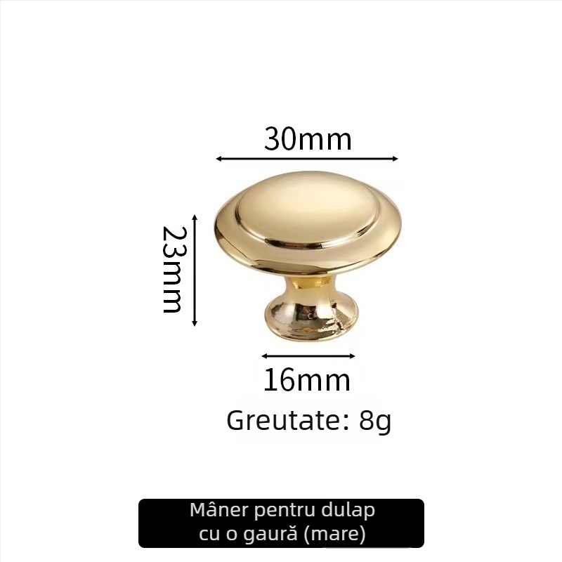 Mâner pentru dulapuri și sertare, cu formă de cap de ciupercă, din aliaj de zinc, finisaj din oțel inoxidabil, model cu o singură gaură, stil modern minimalist