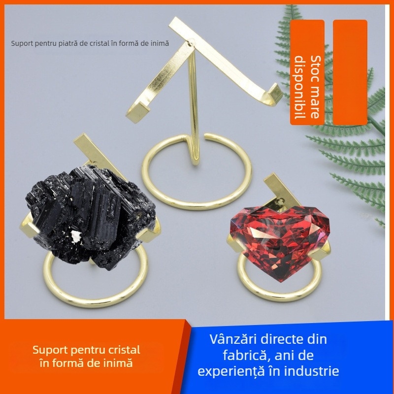 Suport metalic pentru ornamente din cristal, suport de expunere pentru grupuri de cristale și fosile, stil modern minimalist, finisaj electroplacat, personalizare disponibilă