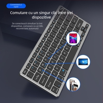 Set tastatură și mouse Bluetooth, fără fir, reîncărcabil, silențios, pentru notebook și tabletă, conectivitate USB/2.4G/Bluetooth, mouse optic