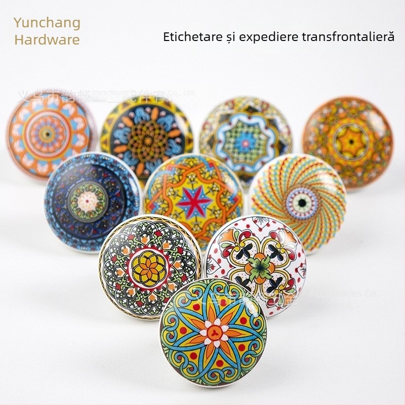 Mâner ceramic rotund pentru dulap, stil Nordic, forjat