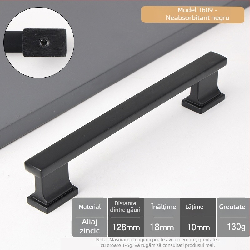 Mâner pentru dulap — aliaj de zinc, model 1609, turnare die cast, stil modern minimalist