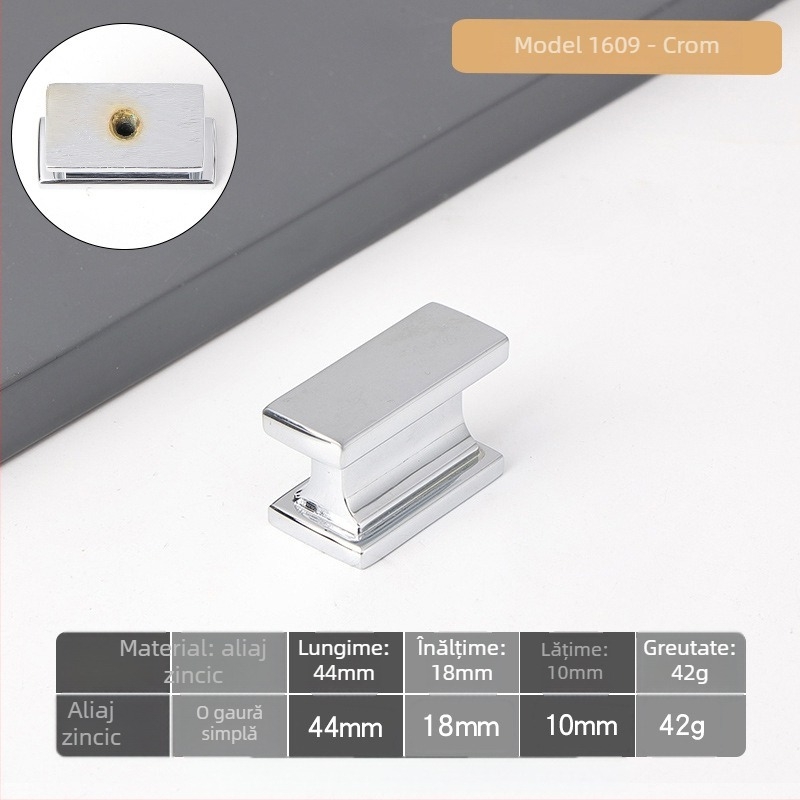 Mâner pentru dulap — aliaj de zinc, model 1609, turnare die cast, stil modern minimalist